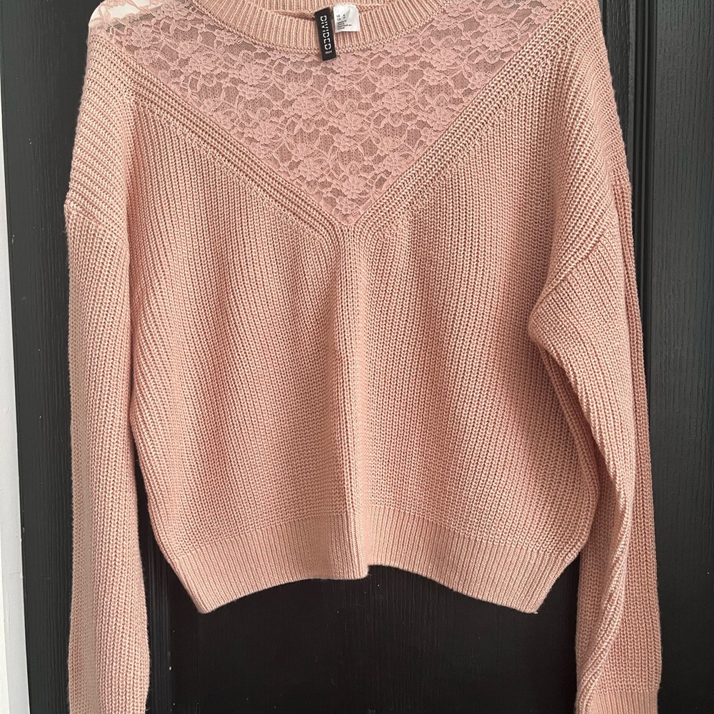 H&M Pink Lace-Detail Sweater